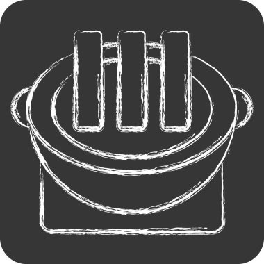 İkon Izgara Et. Kore sembolüyle ilgili. Tebeşir stili. Basit resimleme