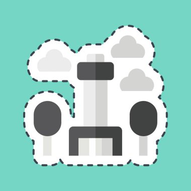 Etiket hattı Seul Kulesi 'ni kesti. Kore sembolüyle ilgili. Basit resimleme