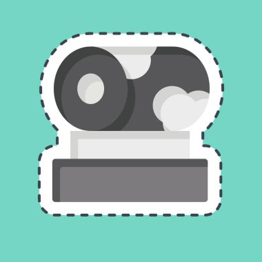 Etiket çizgisi Drum 'ı kesti. Kore sembolüyle ilgili. Basit resimleme