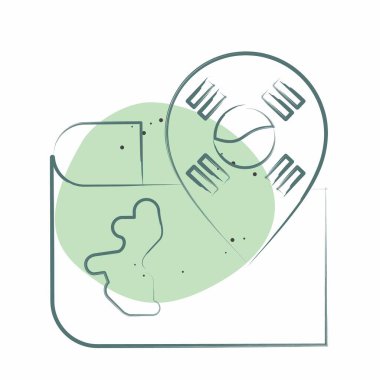 Simge Seul Kuleleri. Kore sembolüyle ilgili. Renkli Leke Biçimi. Basit resimleme