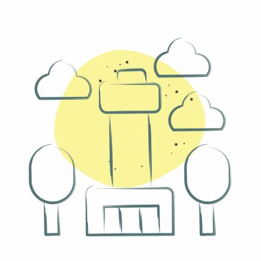 Simge Seul Kulesi. Kore sembolüyle ilgili. Renkli Leke Biçimi. Basit resimleme