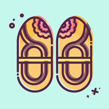 Simge Ayakkabılar. Kore sembolüyle ilgili. MBE tarzı. Basit resimleme