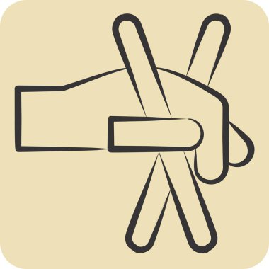 Simge Çubukları. Kore sembolüyle ilgili. El çizimi tarzı. Basit resimleme