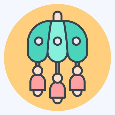 Simge Rüzgârı Çanı. Kore sembolüyle ilgili. renk arkadaşı stili. Basit resimleme