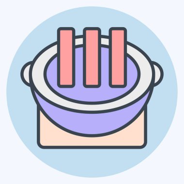 İkon Izgara Et. Kore sembolüyle ilgili. renk arkadaşı stili. Basit resimleme