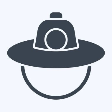 Simge Şapka. Kore sembolüyle ilgili. Kabartma tarzı. Basit resimleme