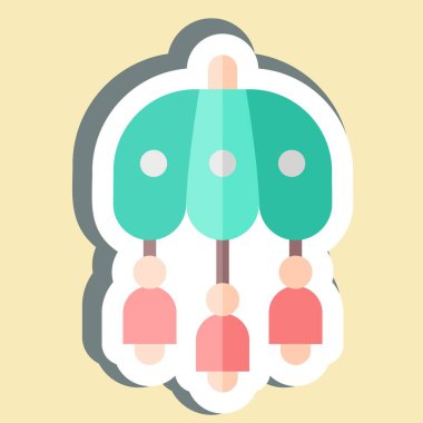 Çıkartmalı Rüzgar Çanı. Kore sembolüyle ilgili. Basit resimleme