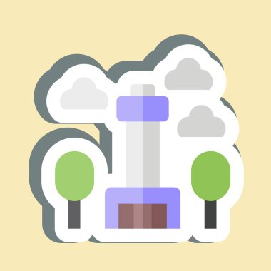 Etiket Seul Kulesi. Kore sembolüyle ilgili. Basit resimleme