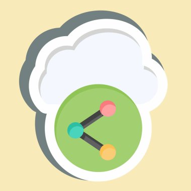 Çıkartma Bulut Paylaşım. Ağ sembolüyle ilgili. Basit resimleme