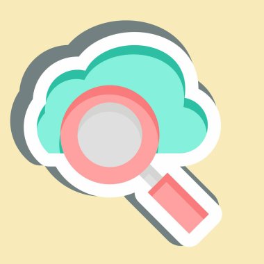 Çıkartma Bulut Araştırması. Ağ sembolüyle ilgili. Basit resimleme