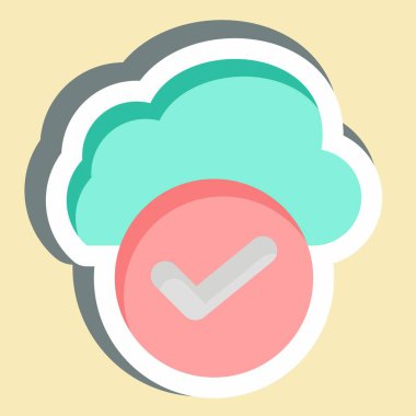 Çıkartma Bulut Erişimi. Ağ sembolüyle ilgili. Basit resimleme