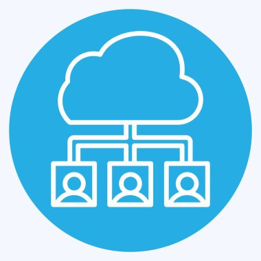 Simge Bulut Takımı. Ağ sembolüyle ilgili. Mavi gözlü. Basit resimleme