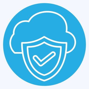 Simge Bulut Güvenliği. Ağ sembolüyle ilgili. Mavi gözlü. Basit resimleme