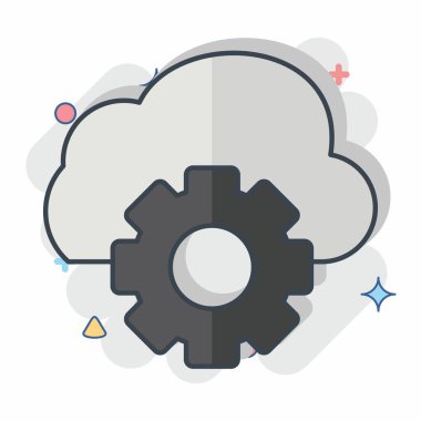 Simge Bulut Yönetimi. Ağ sembolüyle ilgili. Tebeşir stili. Basit resimleme