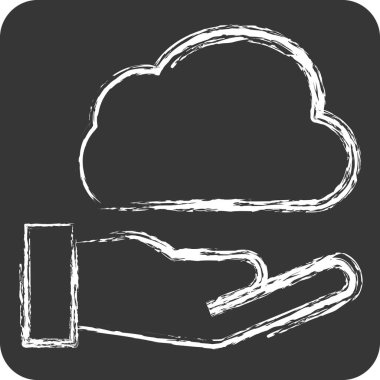 Simge Paylaşım Bulutu. Ağ sembolüyle ilgili. Tebeşir stili. Basit resimleme