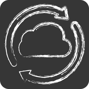 Simge Bulutu Yeniden Yükle. Ağ sembolüyle ilgili. Tebeşir stili. Basit resimleme