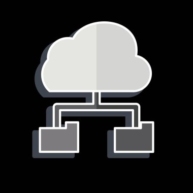 Simge Bulut Deposu. Ağ sembolüyle ilgili. Parlak bir stil. Basit resimleme