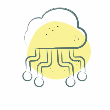 Simge Bulut Sunucusu. Ağ sembolüyle ilgili. Renkli Leke Biçimi. Basit resimleme