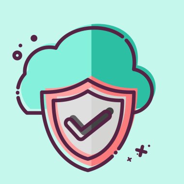 Simge Bulut Güvenliği. Ağ sembolüyle ilgili. MBE tarzı. Basit resimleme