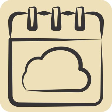 Simge Bulut Programı. Ağ sembolüyle ilgili. El çizimi tarzı. Basit resimleme