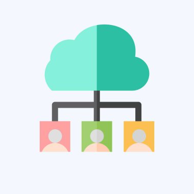 Simge Bulut Takımı. Ağ sembolüyle ilgili. Düz stil. Basit resimleme