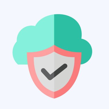 Simge Bulut Güvenliği. Ağ sembolüyle ilgili. Düz stil. Basit resimleme