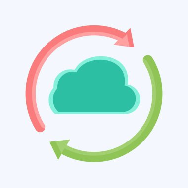 Simge Bulutu Yeniden Yükle. Ağ sembolüyle ilgili. Düz stil. Basit resimleme