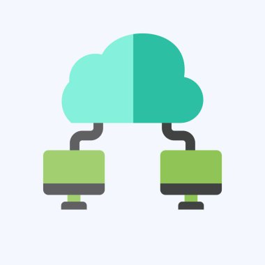 Simge Bulut Bağlantısı. Ağ sembolüyle ilgili. Düz stil. Basit resimleme