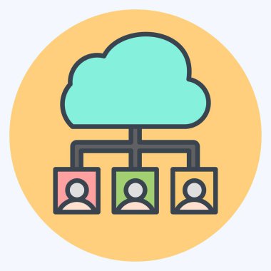 Simge Bulut Takımı. Ağ sembolüyle ilgili. renk arkadaşı stili. Basit resimleme