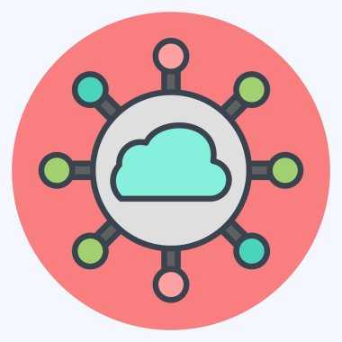 Simge Bulut Ağı. Ağ sembolüyle ilgili. renk arkadaşı stili. Basit resimleme
