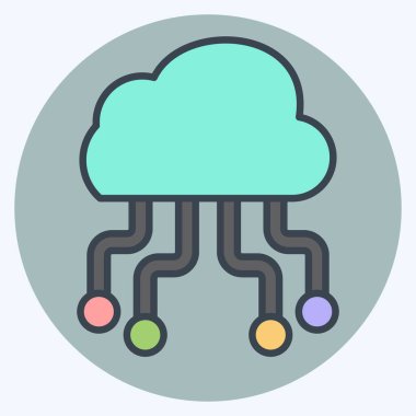 Simge Bulut Sunucusu. Ağ sembolüyle ilgili. renk arkadaşı stili. Basit resimleme