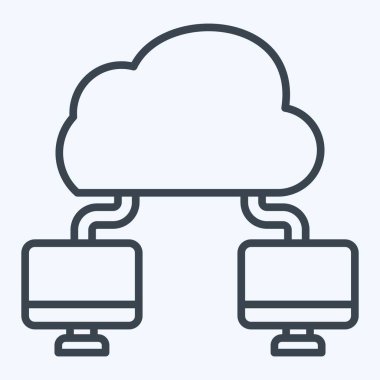Simge Bulut Bağlantısı. Ağ sembolüyle ilgili. Sıra tarzı. Basit resimleme