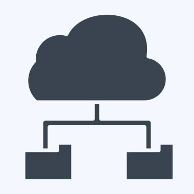 Simge Bulut Deposu. Ağ sembolüyle ilgili. Kabartma tarzı. Basit resimleme