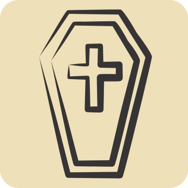 Simge Tabut. Seath sembolüyle ilgili. El çizimi tarzı. Basit resimleme