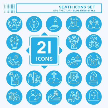 Icon Set Seath. related to Death symbol. blue eyes style. simple illustration clipart