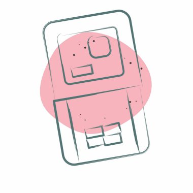 Simge Lazer Mesafe Ölçer. Ölçüm sembolüyle ilgili. Renkli Leke Biçimi. Basit resimleme