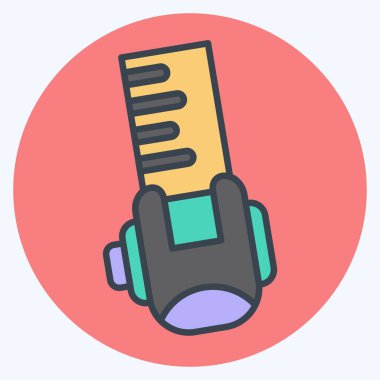 Simge Metal mezurası. Ölçüm sembolüyle ilgili. renk arkadaşı stili. Basit resimleme