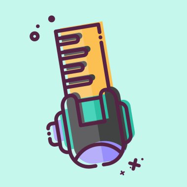 Simge Metal mezurası. Ölçüm sembolüyle ilgili. MBE tarzı. Basit resimleme