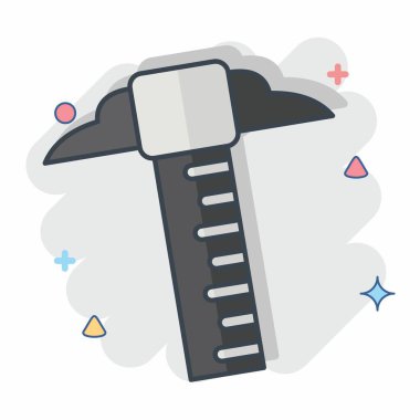 Icon Tee Meydanı. Ölçüm sembolüyle ilgili. Çizgi roman. Basit resimleme