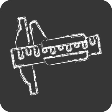 Icon Vernier Caliper. Ölçüm sembolüyle ilgili. Tebeşir stili. Basit resimleme