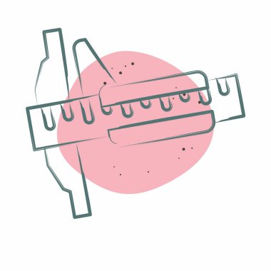 Icon Vernier Caliper. Ölçüm sembolüyle ilgili. Renkli Leke Biçimi. Basit resimleme