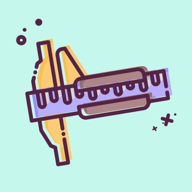 Icon Vernier Caliper. Ölçüm sembolüyle ilgili. MBE tarzı. Basit resimleme