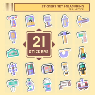 Çıkartma Seti Ölçümü. Eğitim sembolüyle ilgili. Basit resimleme