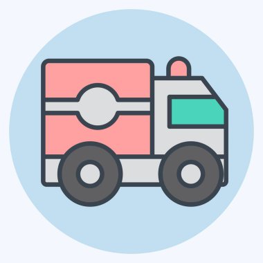 Simgesel ambulans. Savaşın askeri sembolüyle ilgili. renk arkadaşı stili. Basit resimleme