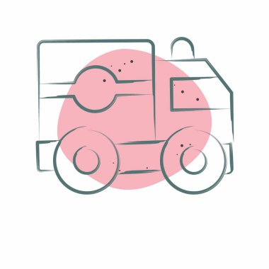 Simgesel ambulans. Savaşın askeri sembolüyle ilgili. Renkli Leke Biçimi. Basit resimleme