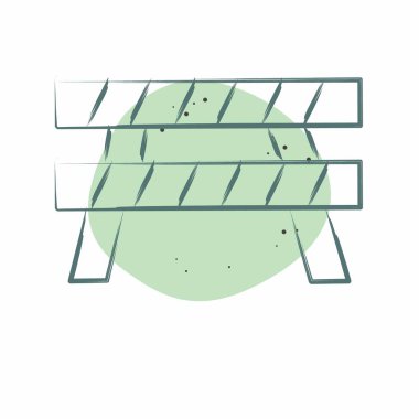 Simge bariyeri. Savaşın askeri sembolüyle ilgili. Renkli Leke Biçimi. Basit resimleme