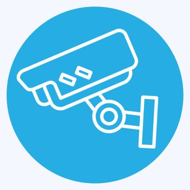 Savaş askeri sembolüyle ilgili ikon CCTV. Mavi gözlü. Basit resimleme