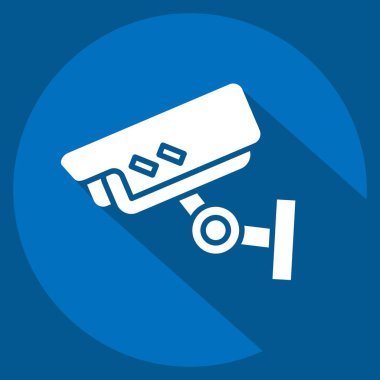 Savaş askeri sembolüyle ilgili ikon CCTV. Uzun gölge tarzı. Basit resimleme