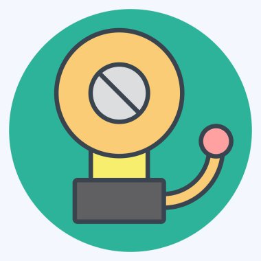 Simgesel Acil Durum Alarmı. Savaşın askeri sembolüyle ilgili. renk arkadaşı stili. Basit resimleme