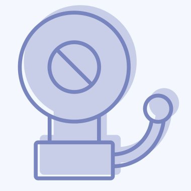 Simgesel Acil Durum Alarmı. Savaşın askeri sembolüyle ilgili. İki ton stili. Basit resimleme